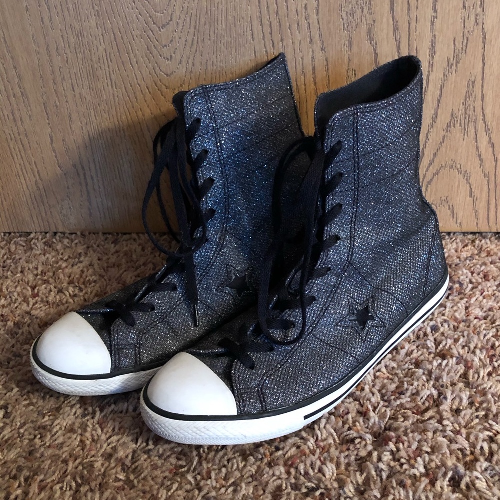 Converse One Star High Tops Silver Sparkles